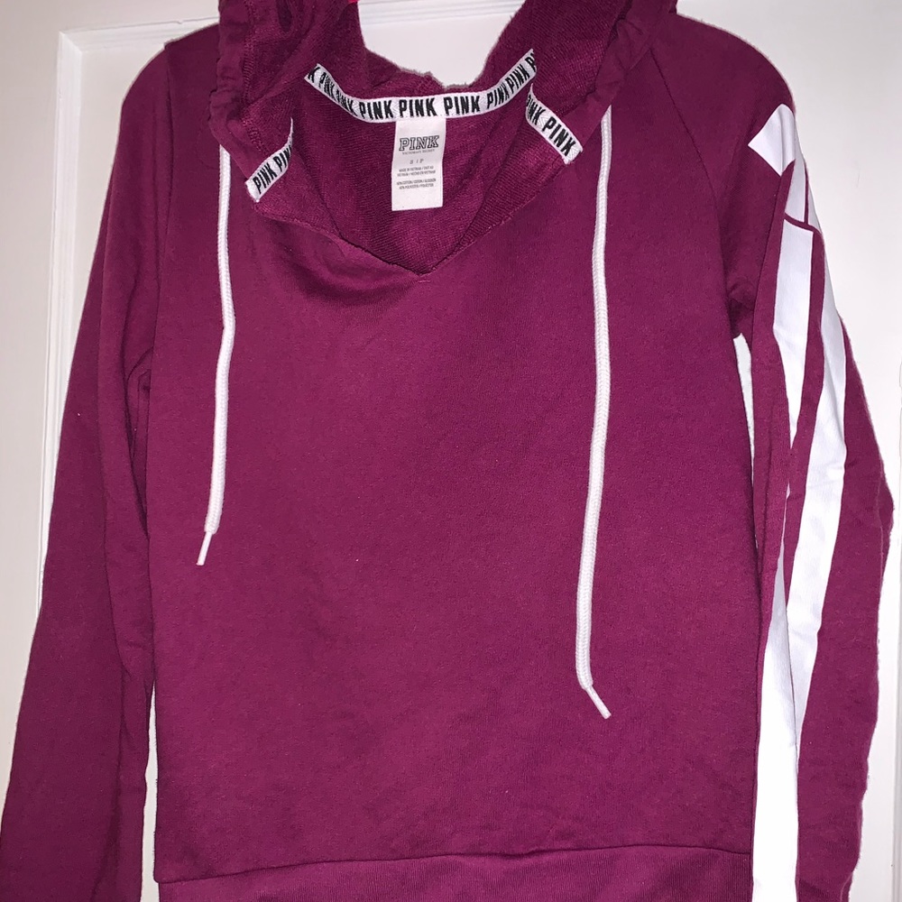 Size Small, PINK hoodie with white decal!